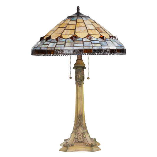 Tiffany-Style Lighting 26.75" Margriet Stained Glass Dome Shade Candlestick Table Lamp
