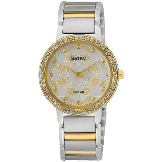Seiko Women's Discover More 31mm Quartz Crystal Bezel Bracelet Watch