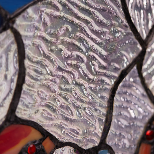 Tiffany-Style Lighting 16" Birds in the Night Sky Round Stained Glass Window Panel