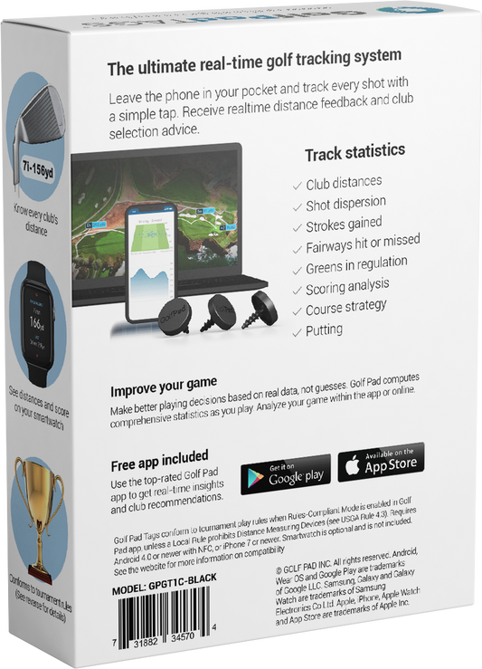 Golf Pad TAGS® Automatic Golf Shot Tracking System for Android/Apple