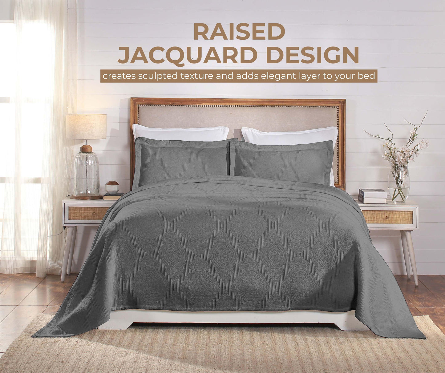 Superior "Victory" Cotton Jacquard
Medallion Scroll Bedspread Set