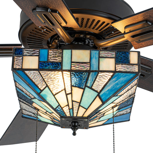 Tiffany-Style Lighting 52" Kyle Indoor Glass Fan with Remote Control