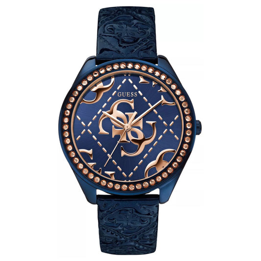 Guess Women's 44mm Iconic Quartz Blue Embossed Strap Watch