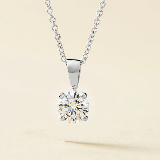 Peace Jewelers 14K Gold Choice of 2 or 3 Carat Lab-Grown Diamond Round Solitaire Pendant with 18" Chain