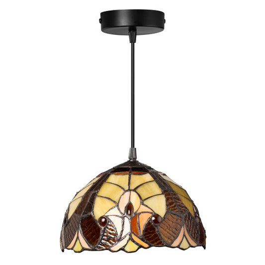 Tiffany-Style Lighting Halston Adjustable Height Amber Dome Pendant