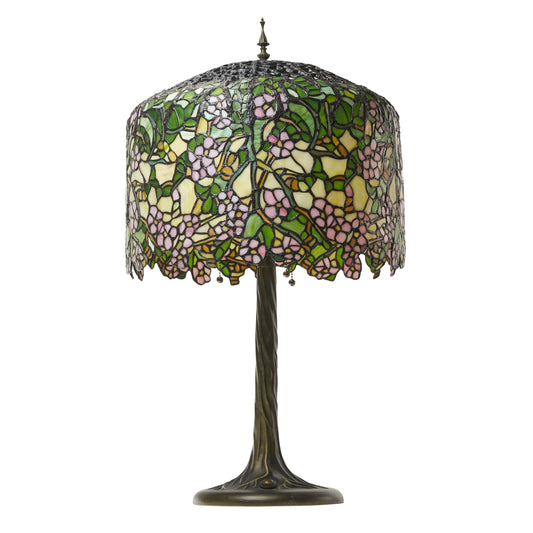 Tiffany-Style Lighting 31.75" Cherry Blossoms Stained Glass Table Lamp