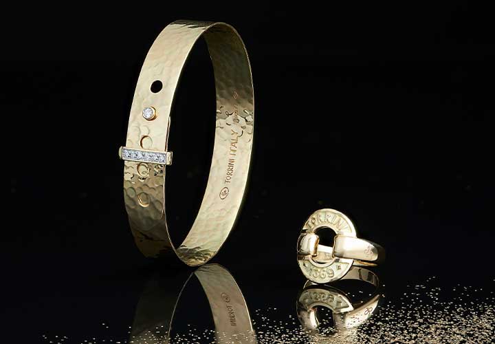 175-482 TORRINI 1369 Zero 14K Gold Diamond Accented Adjustable Bangle Bracelet - 175-476 TORRINI 1369 Icon 14K Gold Band Ring