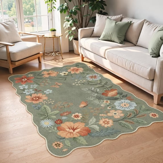 Walmart’s Washable Scalloped Floral Area Rug Is ‘Whimsical’ With Cottagecore Charm