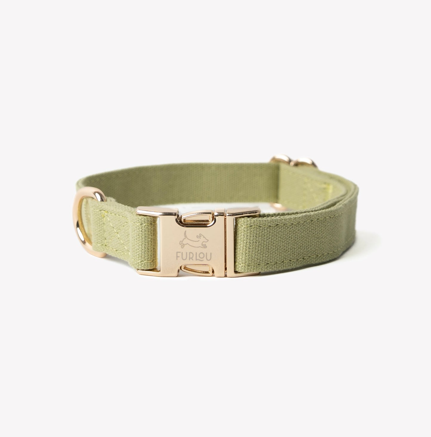 Furlou Green Canvas Dog Collar Choice of Size