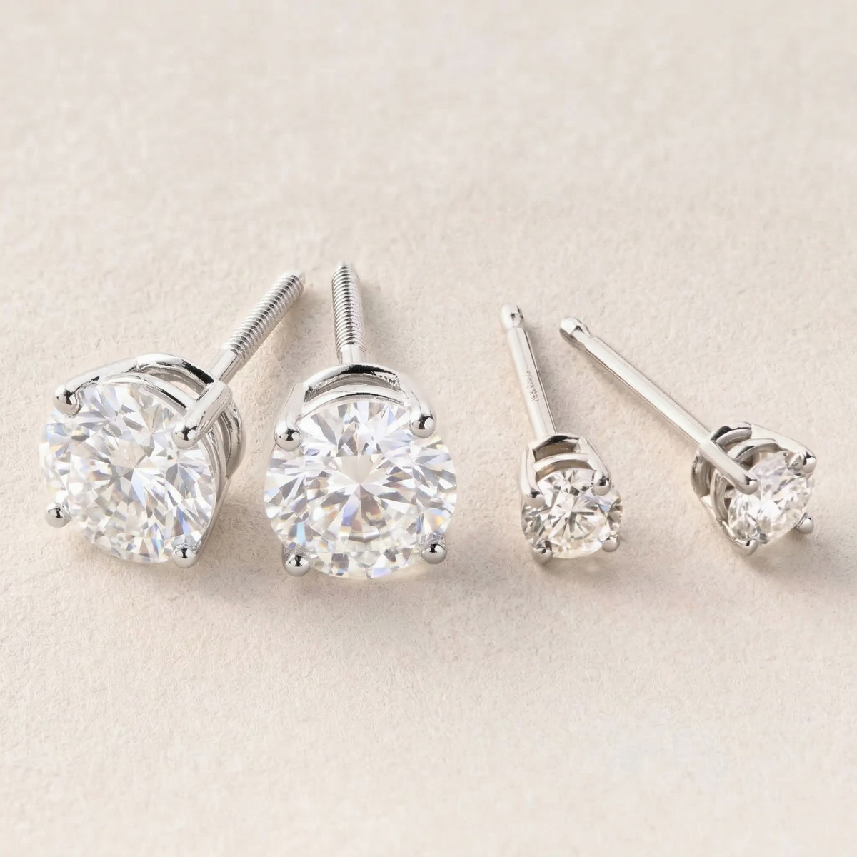Peace Jewelers 14K Gold Set of 2 Pairs Lab-Grown Diamond Earrings - 1.0ctw & 0.25ctw