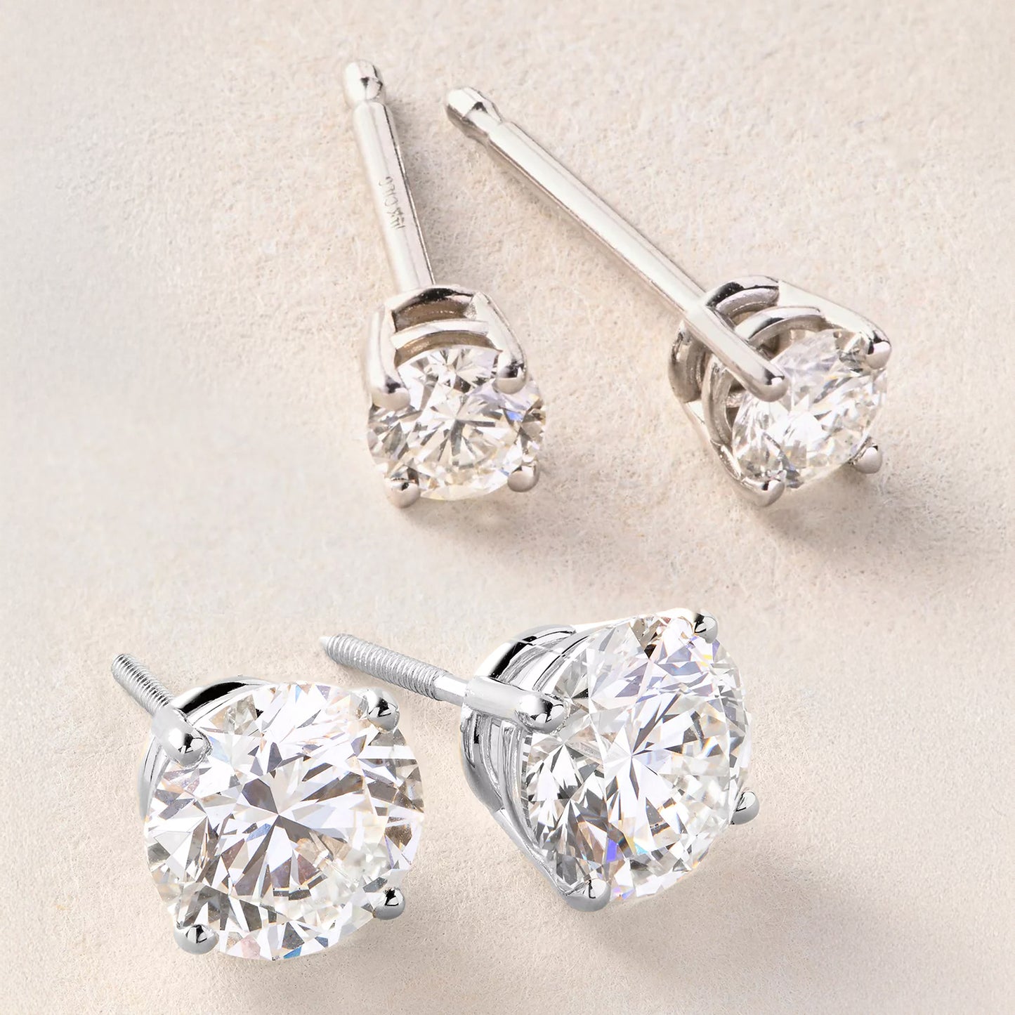 Peace Jewelers 14K Gold Set of 2 Pairs Lab-Grown Diamond Earrings - 1.0ctw & 0.25ctw