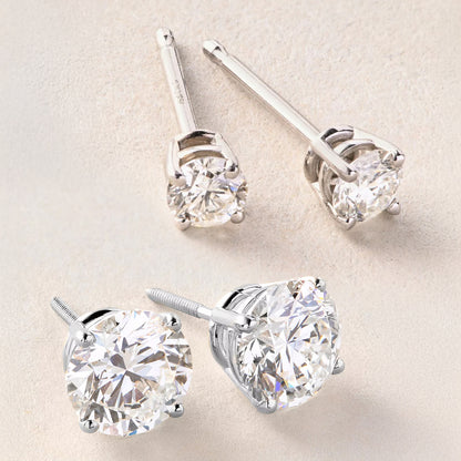 Peace Jewelers 14K Gold Set of 2 Pairs Lab-Grown Diamond Earrings - 1.0ctw & 0.25ctw