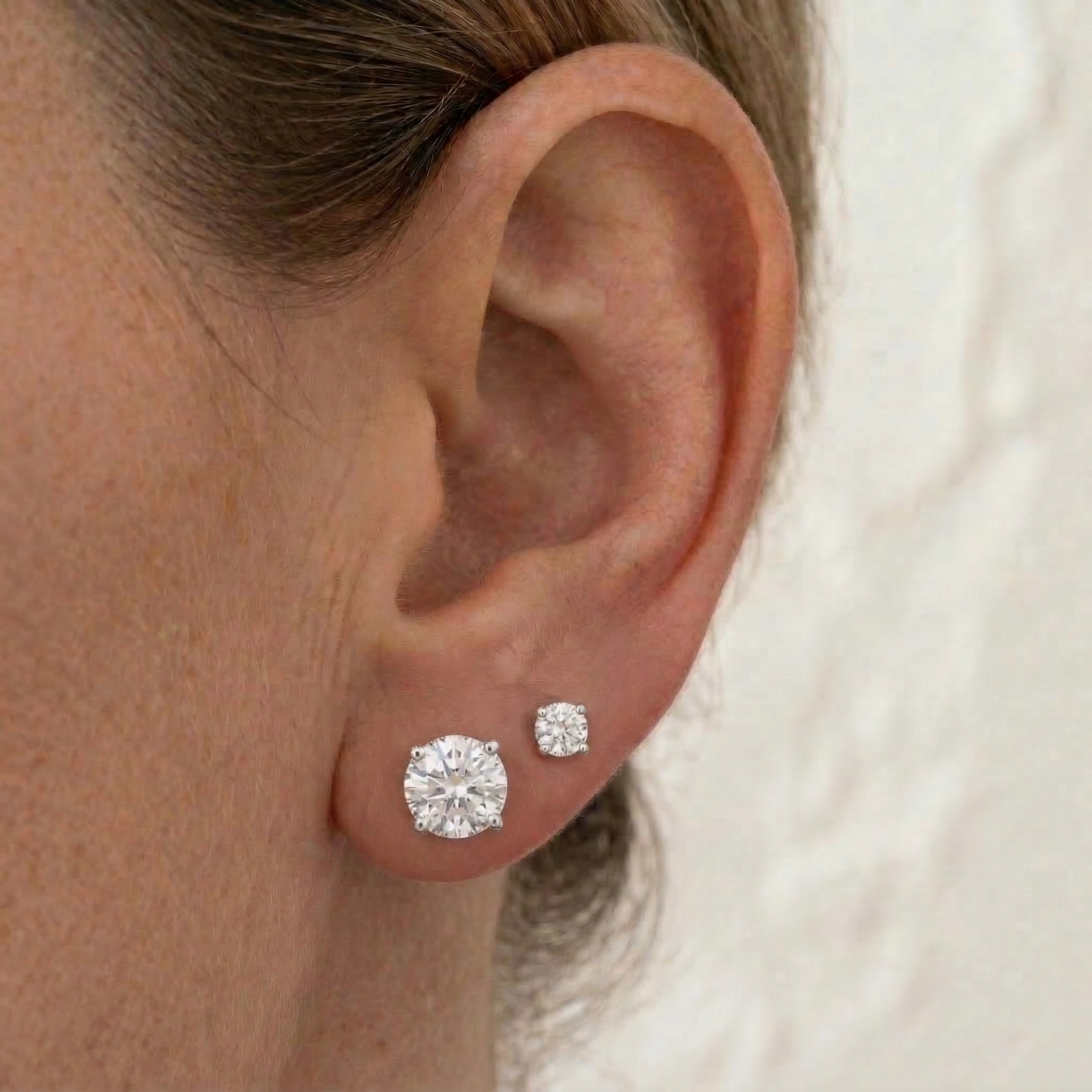 Peace Jewelers 14K Gold Set of 2 Pairs Lab-Grown Diamond Earrings - 1.0ctw & 0.25ctw