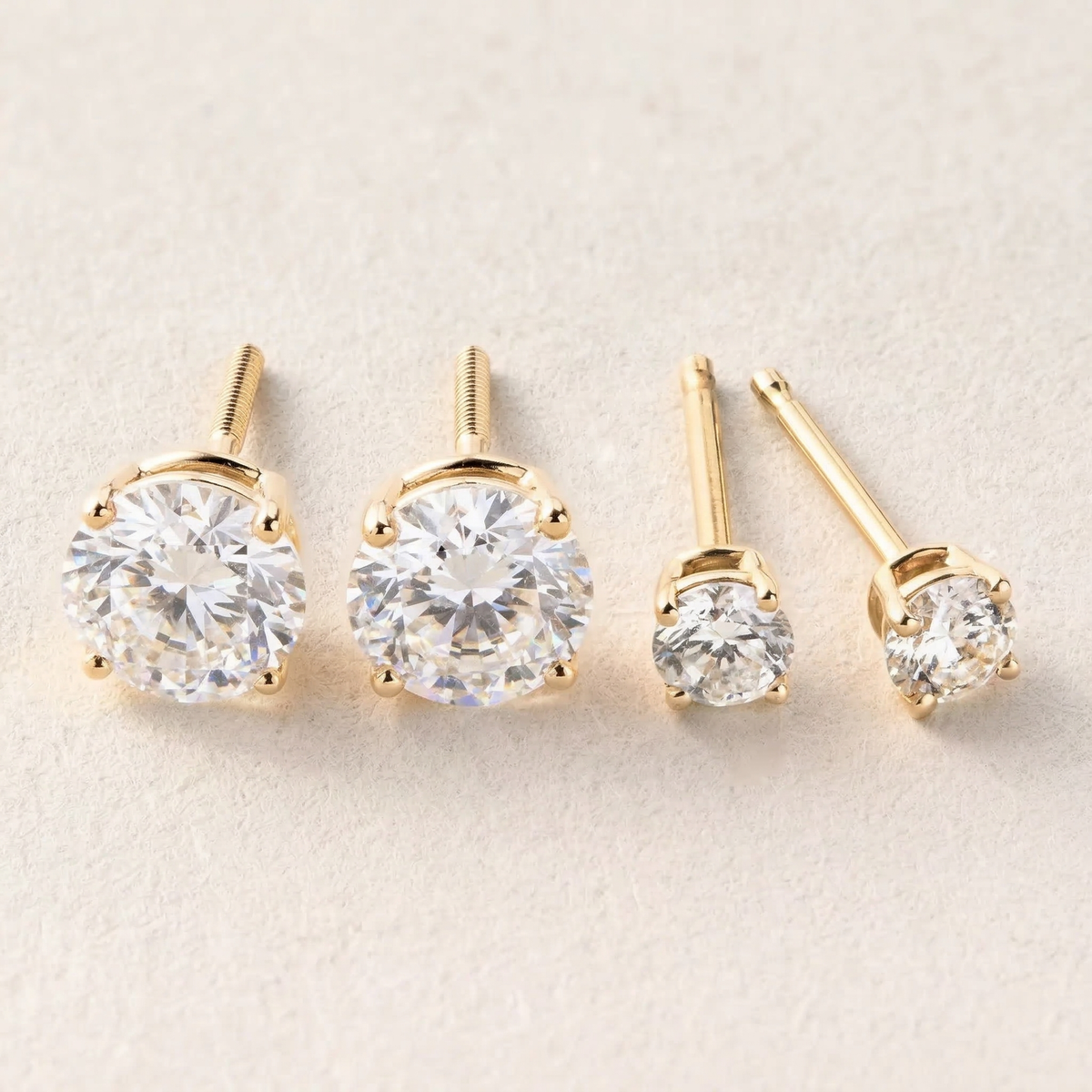Peace Jewelers 14K Gold Set of 2 Pairs Lab-Grown Diamond Earrings - 1.0ctw & 0.25ctw