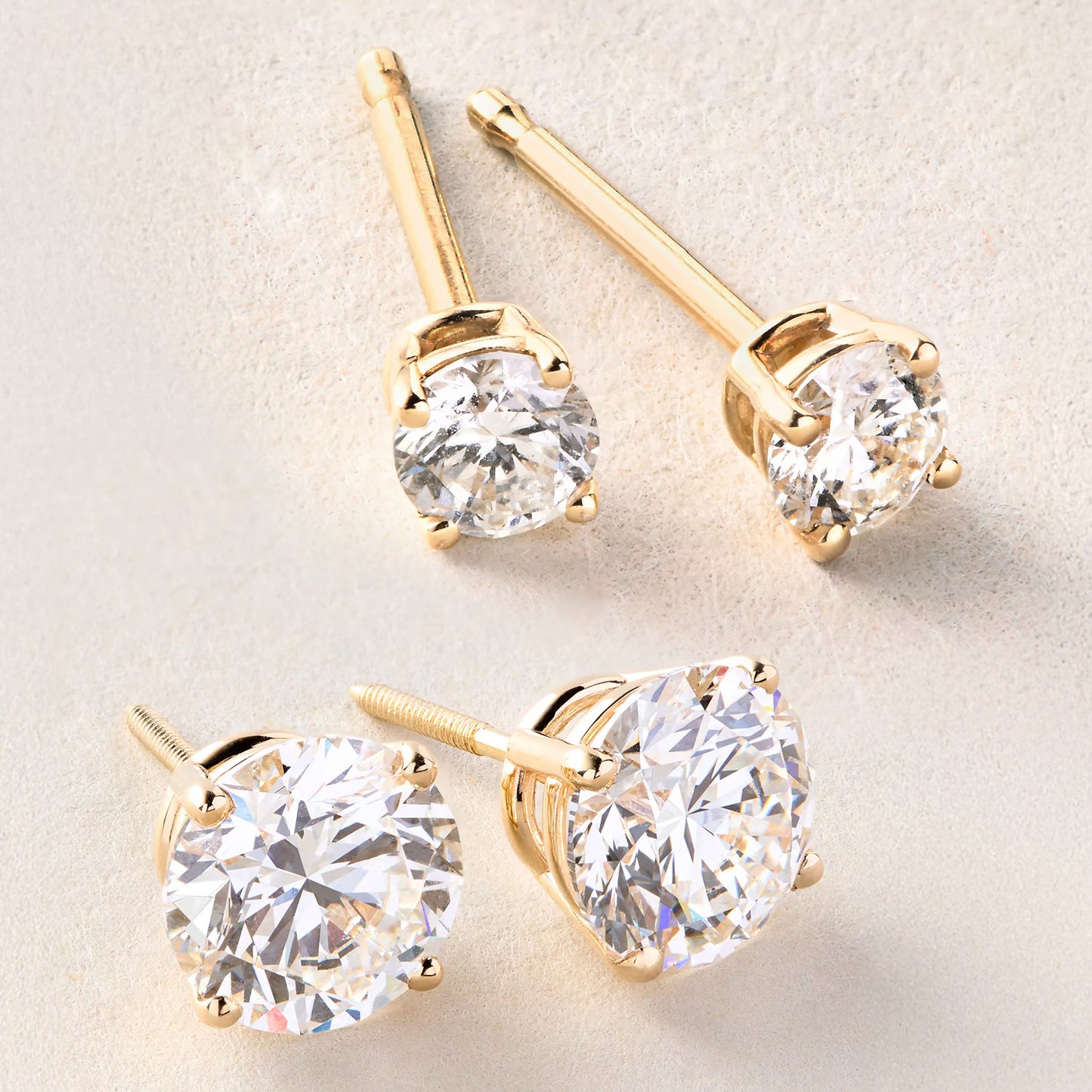 Peace Jewelers 14K Gold Set of 2 Pairs Lab-Grown Diamond Earrings - 1.0ctw & 0.25ctw
