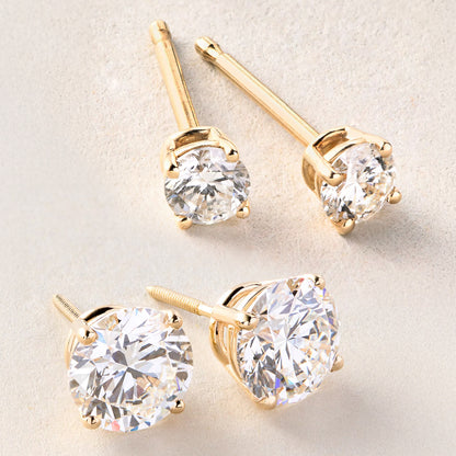 Peace Jewelers 14K Gold Set of 2 Pairs Lab-Grown Diamond Earrings - 1.0ctw & 0.25ctw