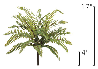 17" Faux Green Boston Fern Bush