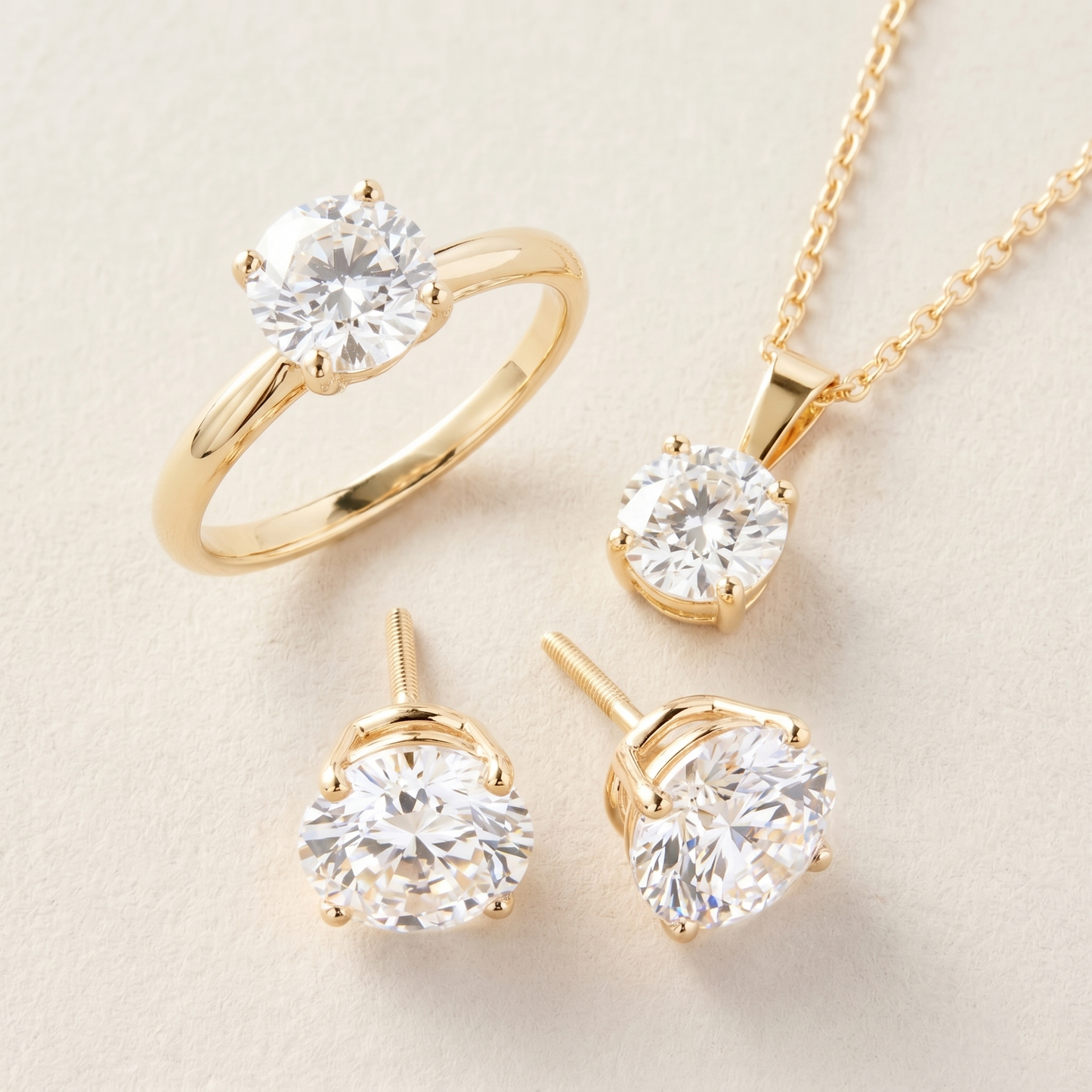 Peace Jewelers 14K Gold Lab-Grown Diamond Solitaire 3-Piece Suite