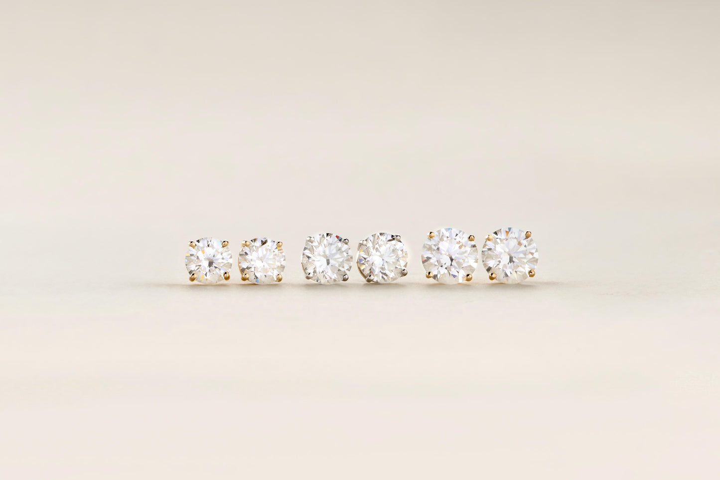 Peace Jewelers 14K Gold Choice of 3, 4 or 5 Carat Lab-Grown Diamond 4-Prong Basket Solitaire Stud Earrings