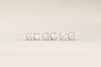 Peace Jewelers 14K Gold Choice of 3, 4 or 5 Carat Lab-Grown Diamond 4-Prong Basket Solitaire Stud Earrings