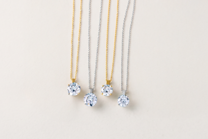 Peace Jewelers 14K Gold Choice of 2 or 3 Carat Lab-Grown Diamond Round Solitaire Pendant with 18" Chain