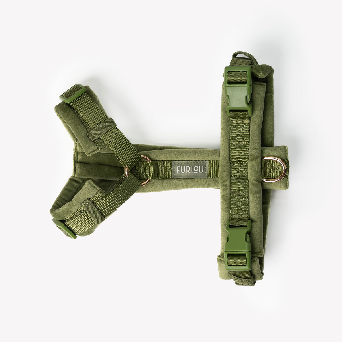Furlou Green Velvet Dog Harness Choice of Size