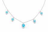 Sterling Silver Sleeping Beauty Turquoise Pear-Shaped 5-Stone Charm Necklace