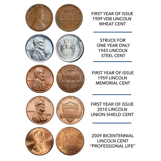 12-Piece Lincoln Penny Design Coin Collection