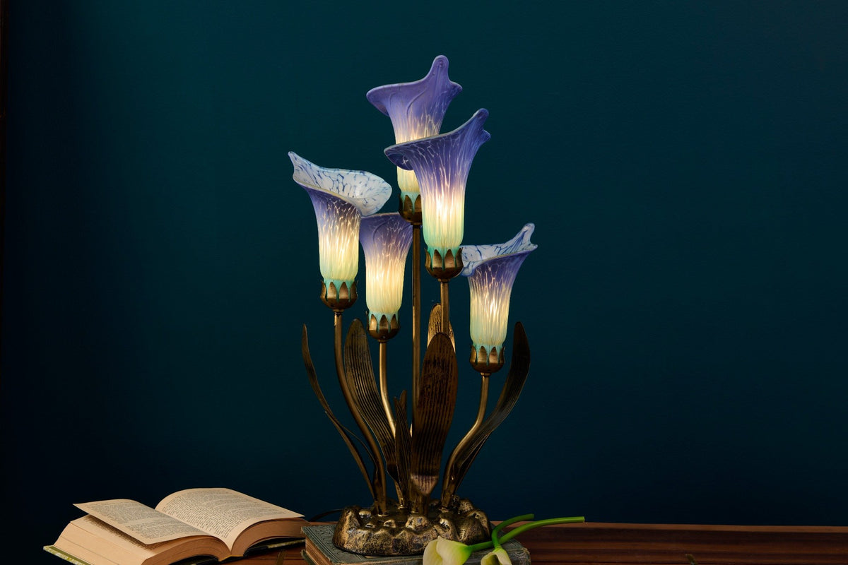 Tiffany-Style Lighting 20" Hand Blown Glass 5 Calla Lily Uplight Accent Lamp