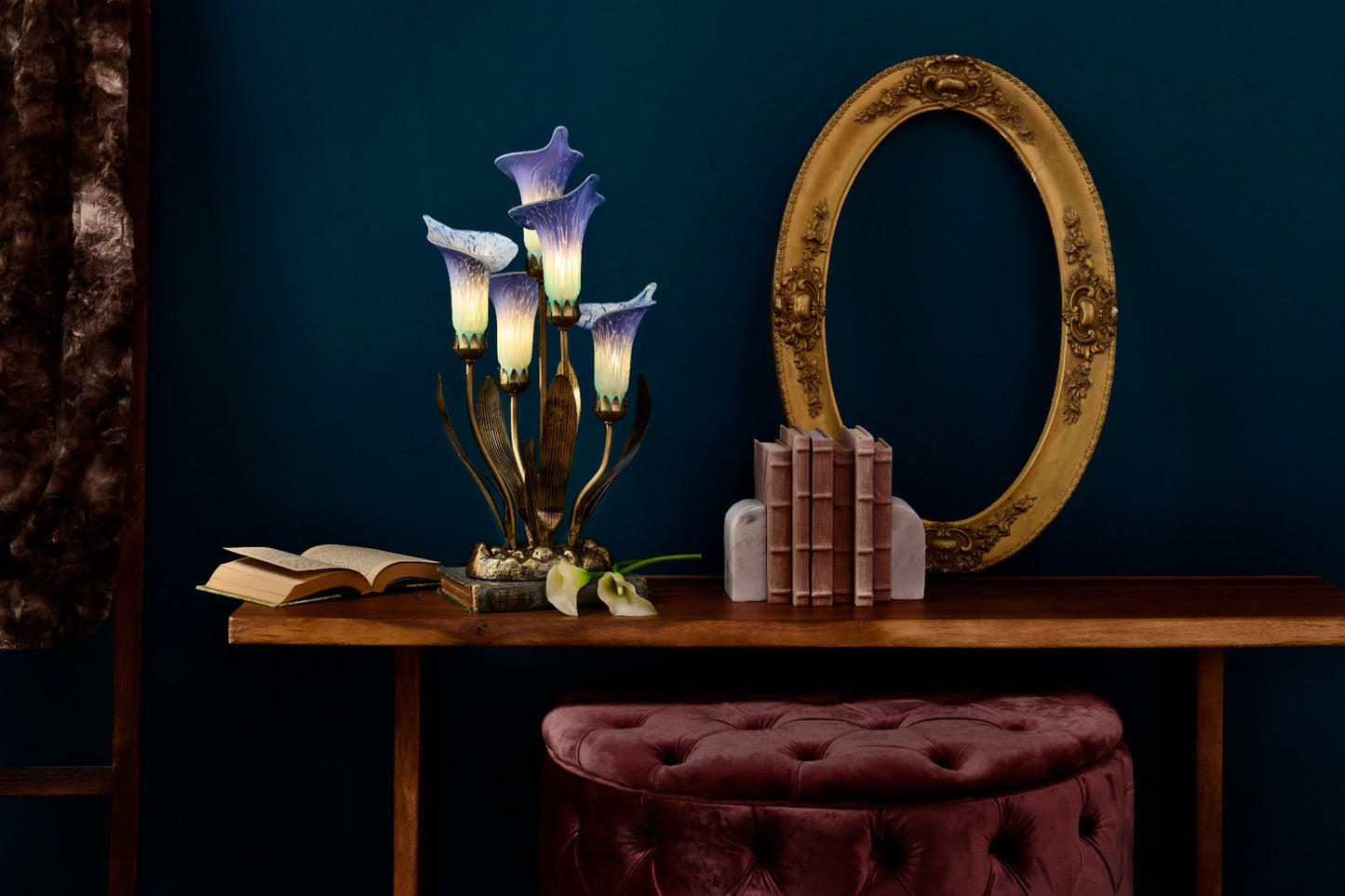 Tiffany-Style Lighting 20" Hand Blown Glass 5 Calla Lily Uplight Accent Lamp