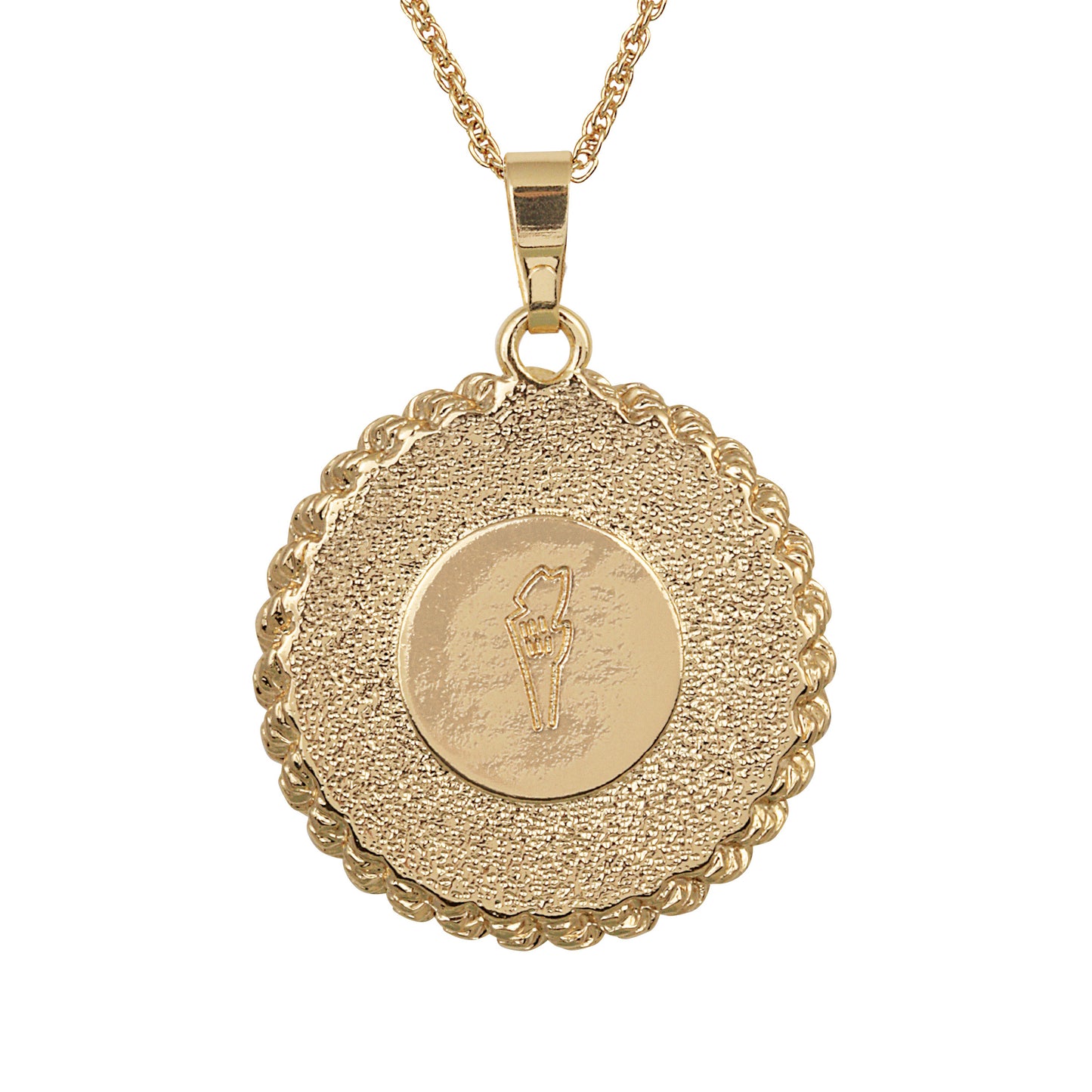 Gold-Layered Silver Walking Liberty Eagle Reverse Half Dollar Rope Coin Pendant with Chain