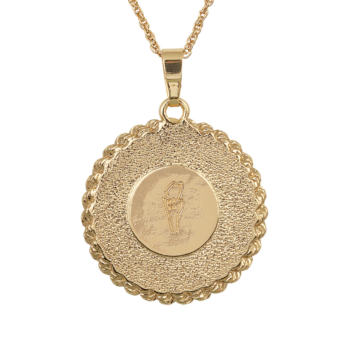 Gold-Layered Silver Walking Liberty Eagle Reverse Half Dollar Rope Coin Pendant with Chain