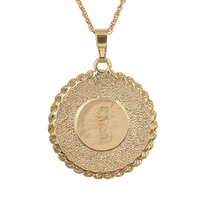 Gold-Layered Silver Walking Liberty Eagle Reverse Half Dollar Rope Coin Pendant with Chain