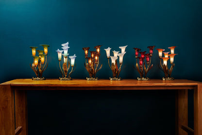 Tiffany-Style Lighting 20" Hand Blown Glass 5 Calla Lily Uplight Accent Lamp