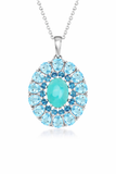 Sterling Silver Sleeping Beauty Turq & Multi Gemstone Double Halo Pendant with Chain