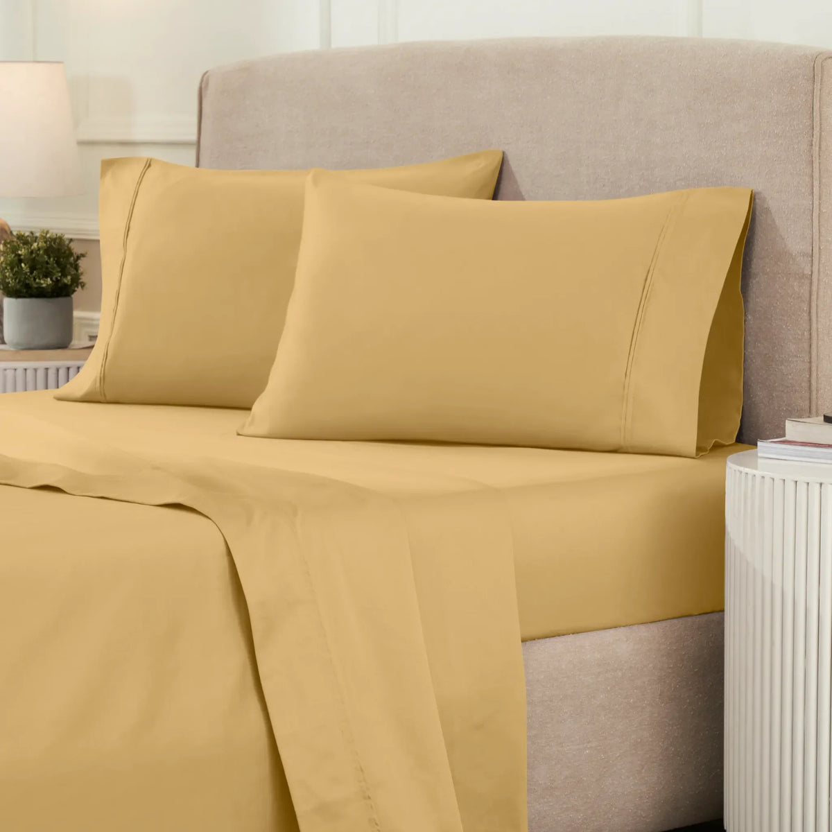 Superior 1200 Thread Count Egyptian Cotton Sateen Solid 4-Piece Sheet Set