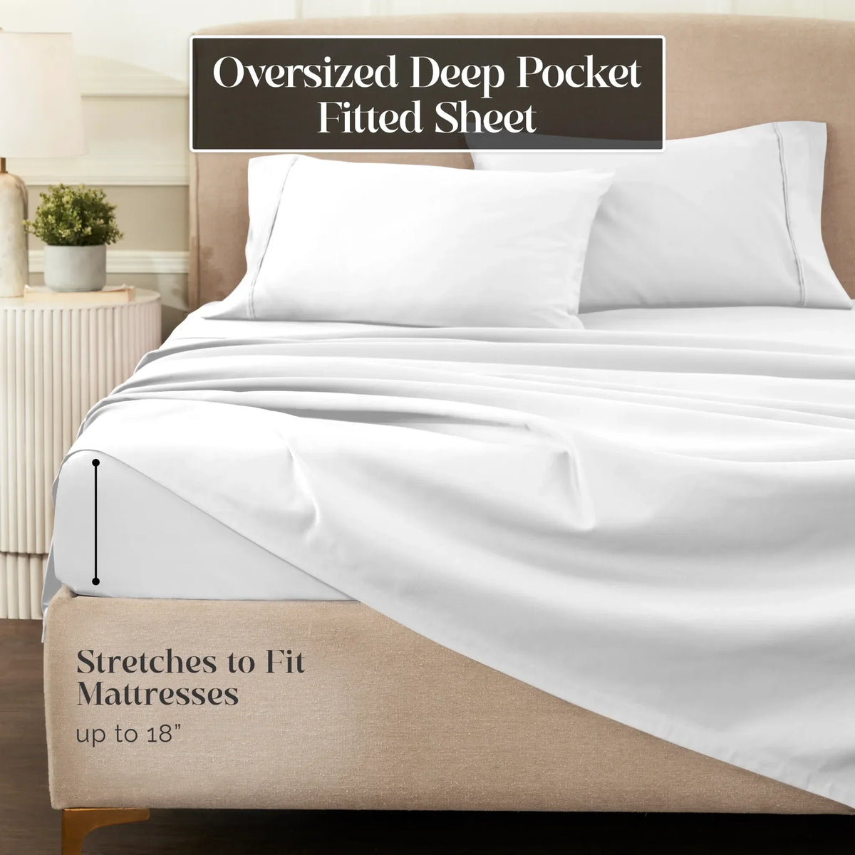 Superior 1500 Thread Count Egyptian Cotton Sateen Solid 4-Piece Sheet Set