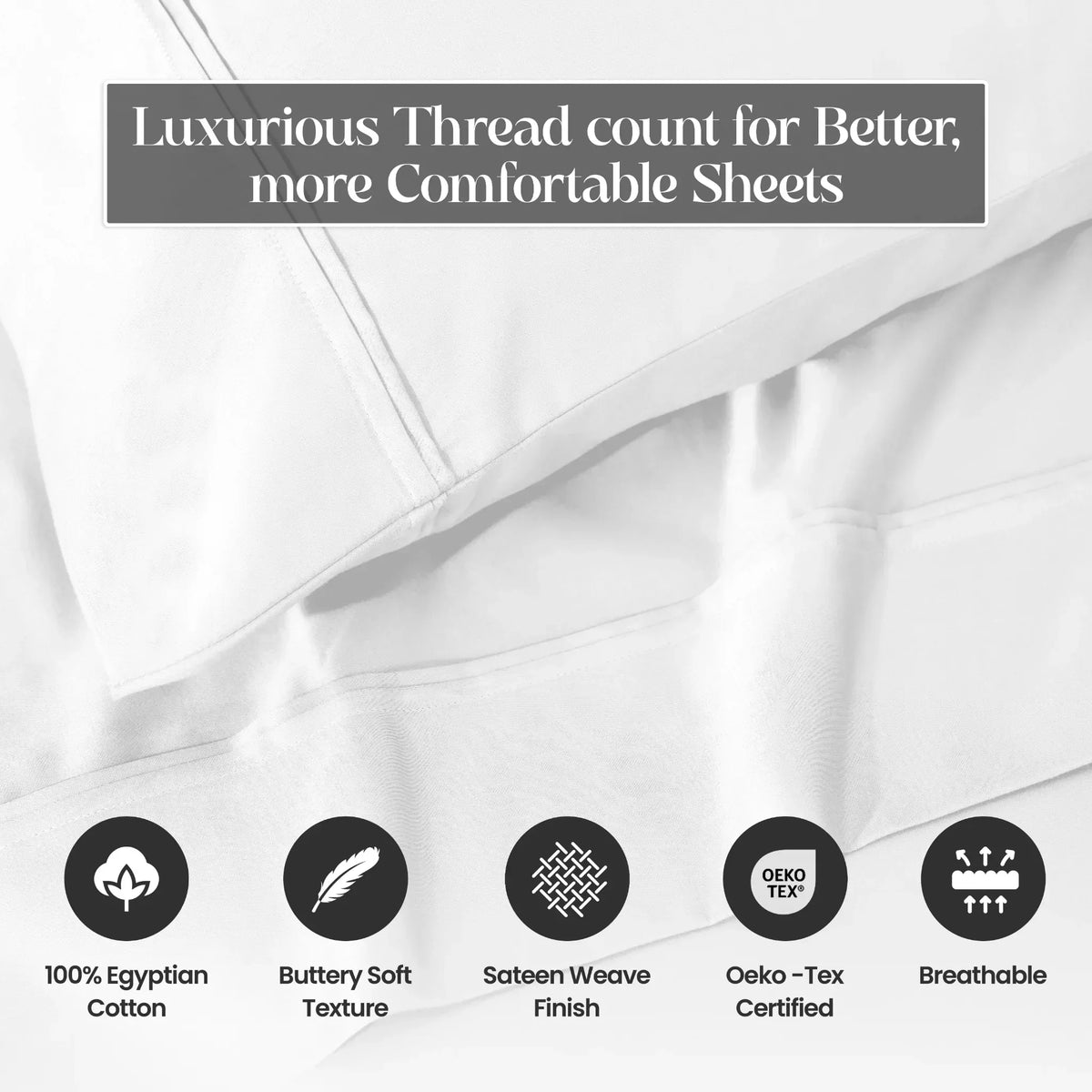 Superior 1500 Thread Count Egyptian Cotton Sateen Solid 4-Piece Sheet Set
