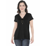 White Mark Women’s V-Neck Front Tie Pullover Top