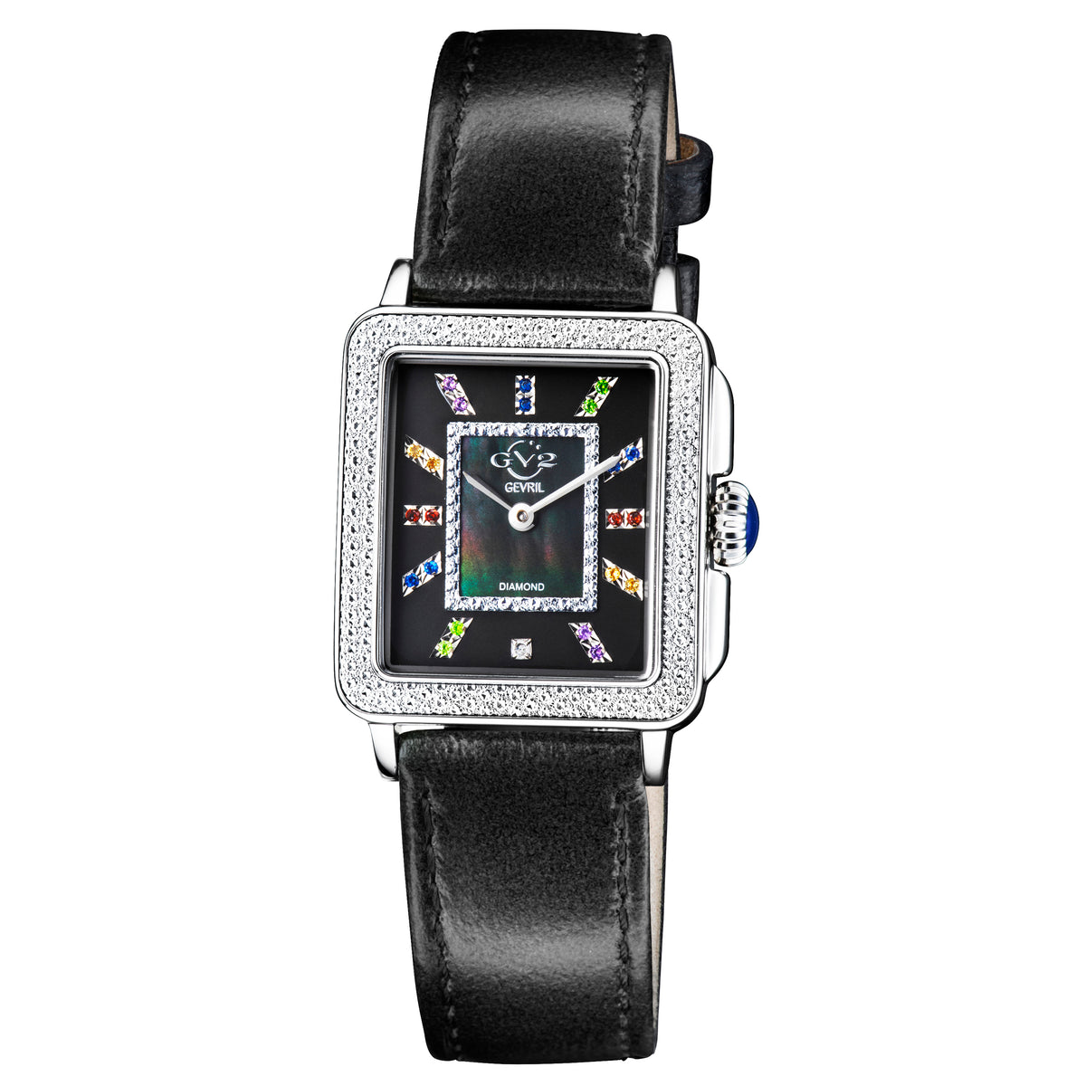 GV2 by Gevril Women's 27mm Padova Swiss Quartz Diamond & Gemstone Leather Strap Watch