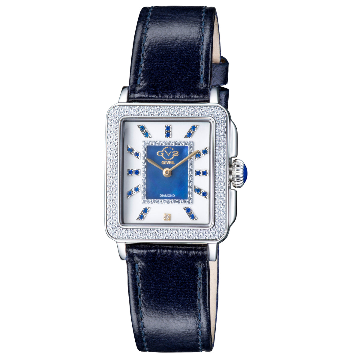 GV2 by Gevril Women's 27mm Padova Swiss Quartz Diamond & Gemstone Leather Strap Watch