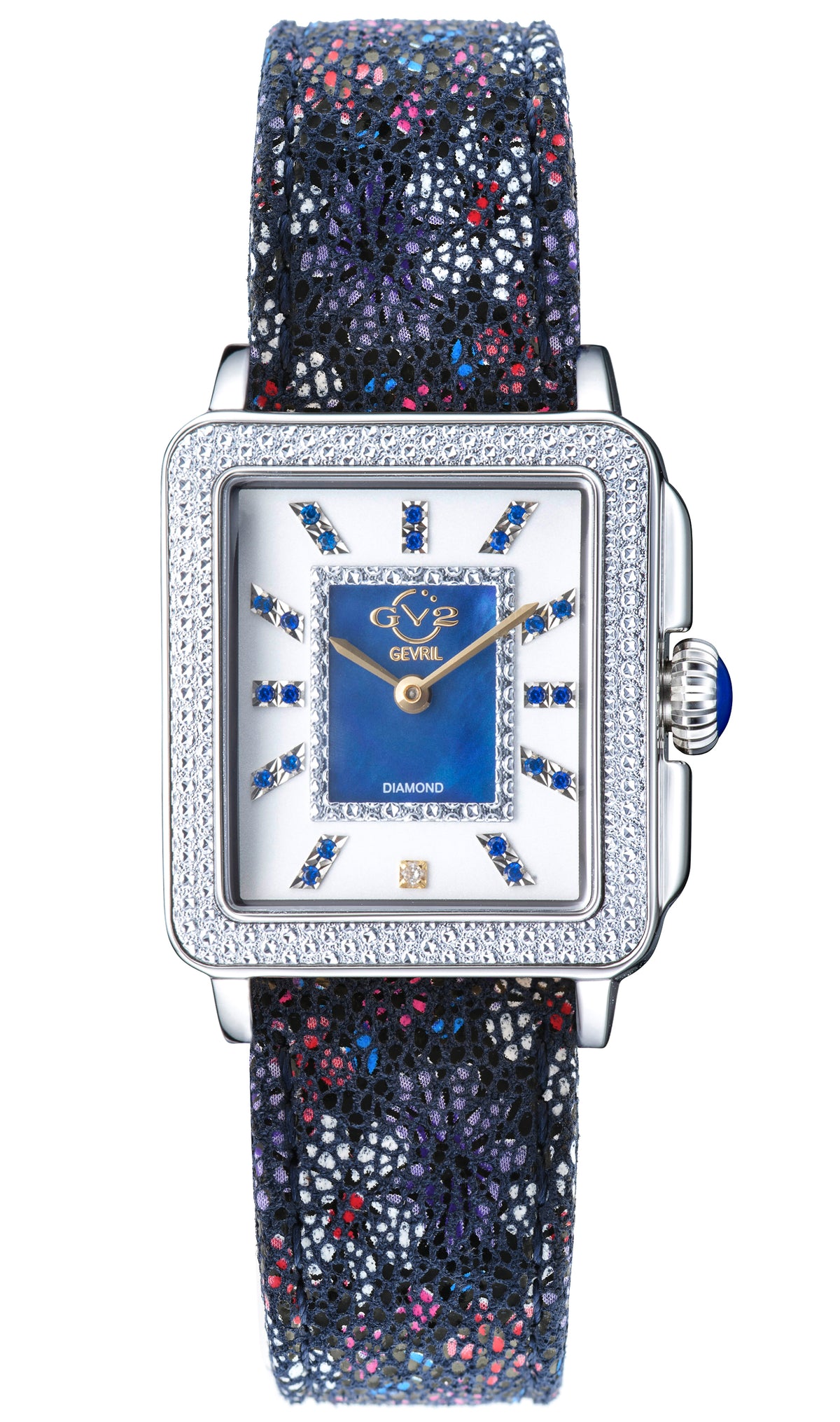 GV2 by Gevril Women's 27mm Padova Swiss Quartz Diamond & Gemstone Leather Strap Watch