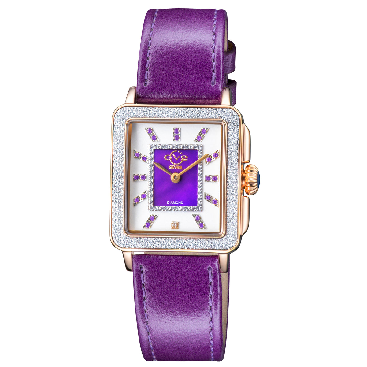 GV2 by Gevril Women's 27mm Padova Swiss Quartz Diamond & Gemstone Leather Strap Watch