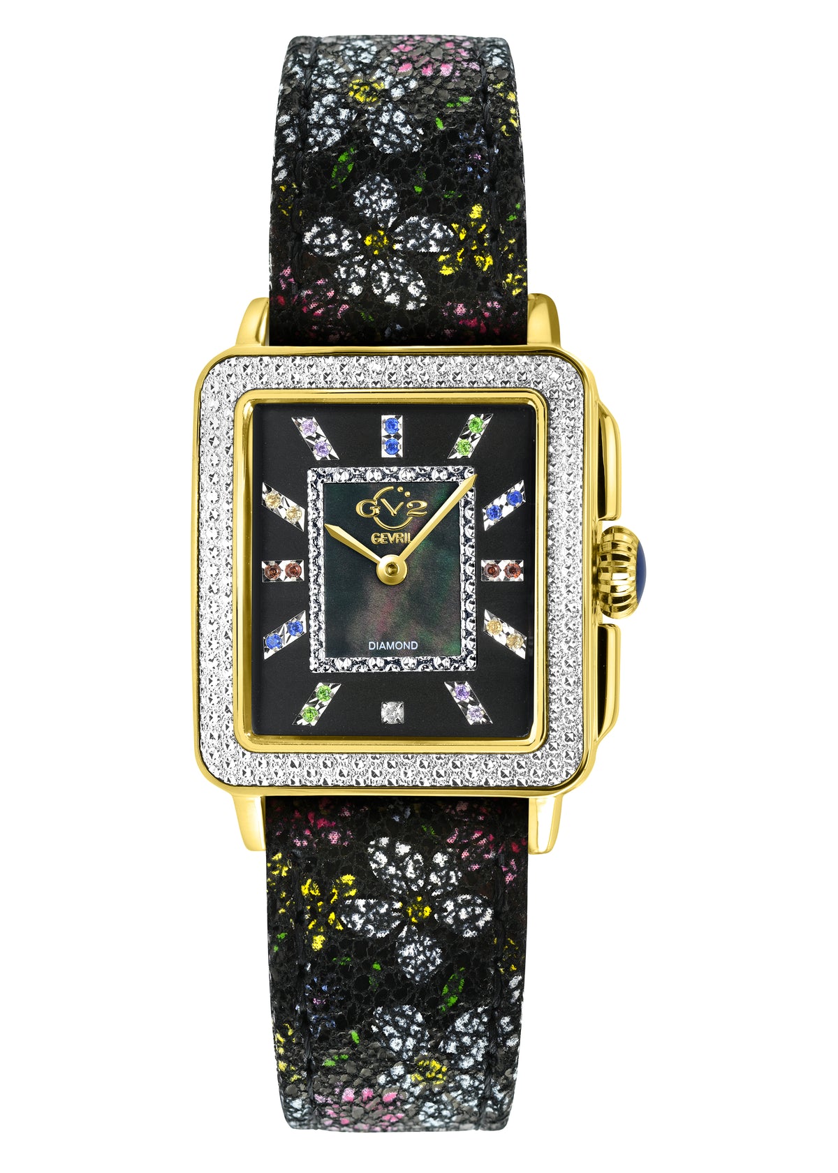 GV2 by Gevril Women's 27mm Padova Swiss Quartz Diamond & Gemstone Leather Strap Watch