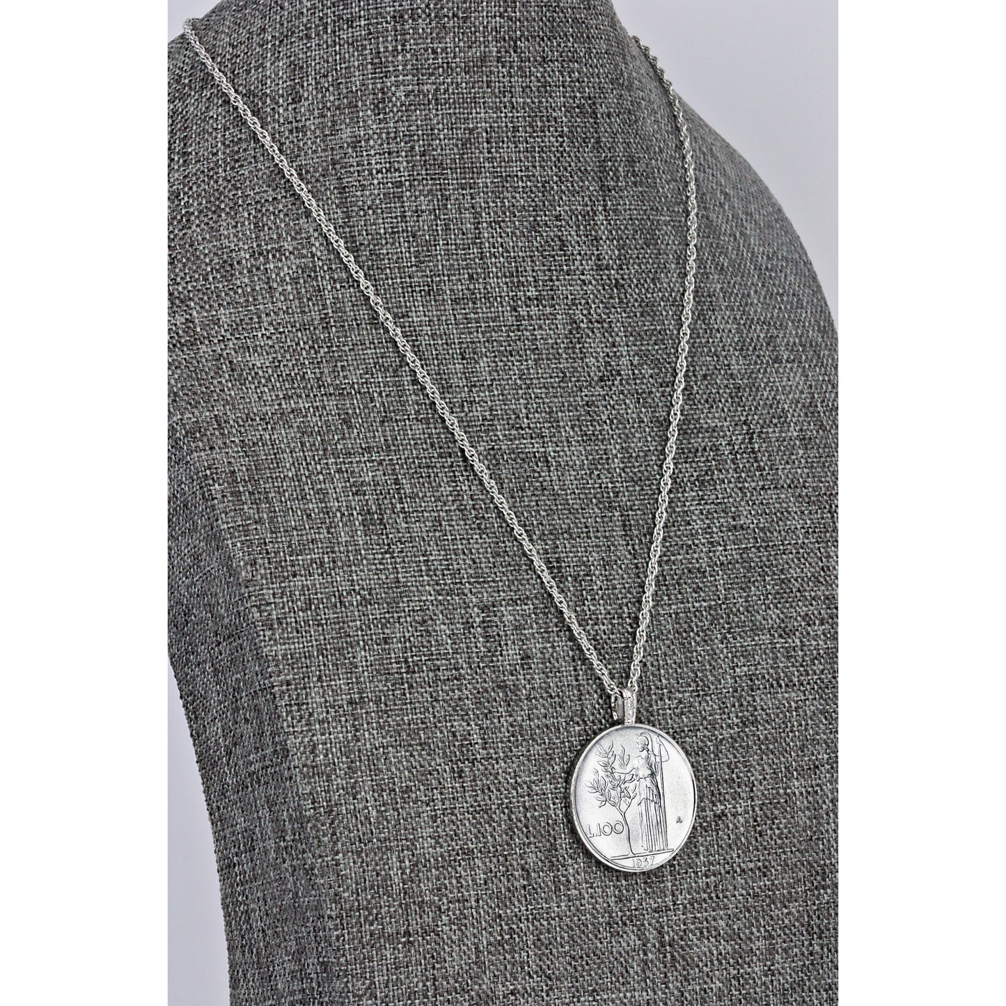 1955-1989 Minted Italian Lire Coin Pendant Necklace with 24" Chain