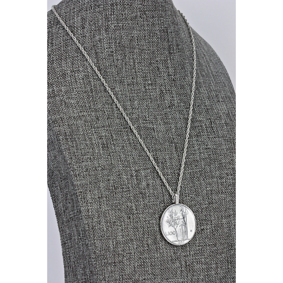 1955-1989 Minted Italian Lire Coin Pendant Necklace with 24" Chain
