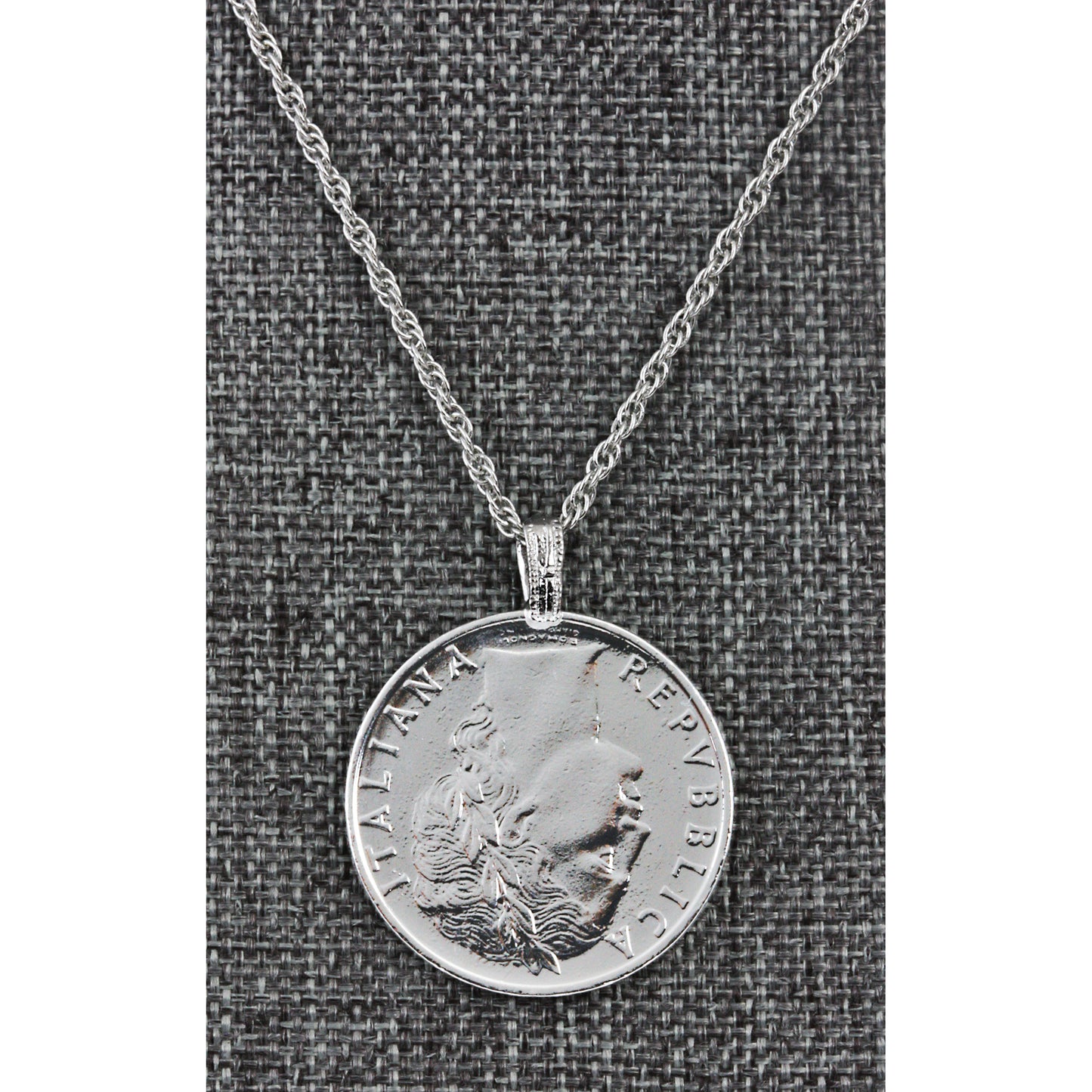1955-1989 Minted Italian Lire Coin Pendant Necklace with 24" Chain