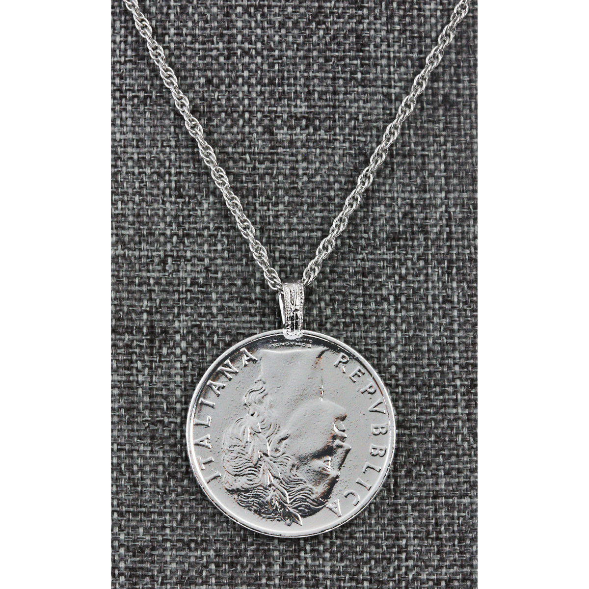 1955-1989 Minted Italian Lire Coin Pendant Necklace with 24" Chain