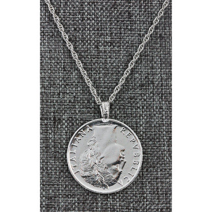 1955-1989 Minted Italian Lire Coin Pendant Necklace with 24" Chain