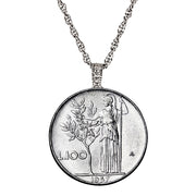 1955-1989 Minted Italian Lire Coin Pendant Necklace with 24" Chain